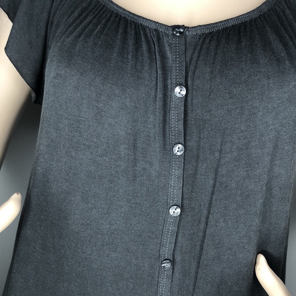 Charcoal Boho style off shoulder tunic top - Picture 7 of 11